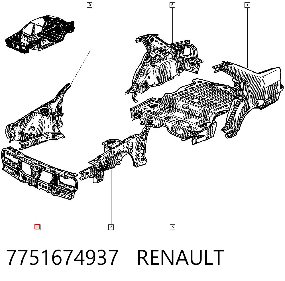 Suporte do radiador montado (painel de montagem de fixação das luzes) Renault 19 II B53, C53 ao melhor preço
