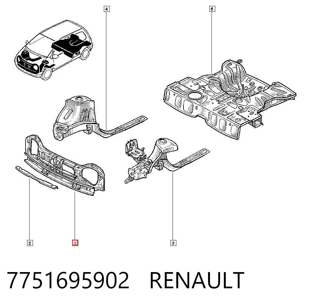 Suporte do radiador montado (painel de montagem de fixação das luzes) Renault Twingo I C06 ao melhor preço