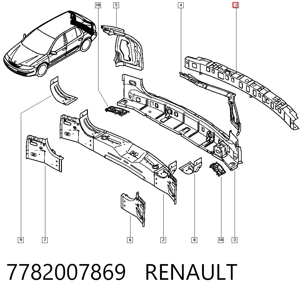 Reforçador do pára-choque traseiro Renault Laguna II BG0, BG1 ao melhor preço