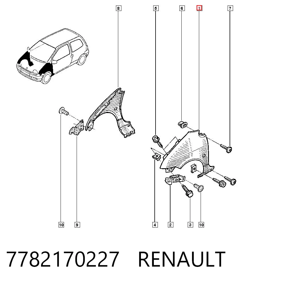 Pára-lama dianteiro esquerdo Renault Twingo I C06 ao melhor preço