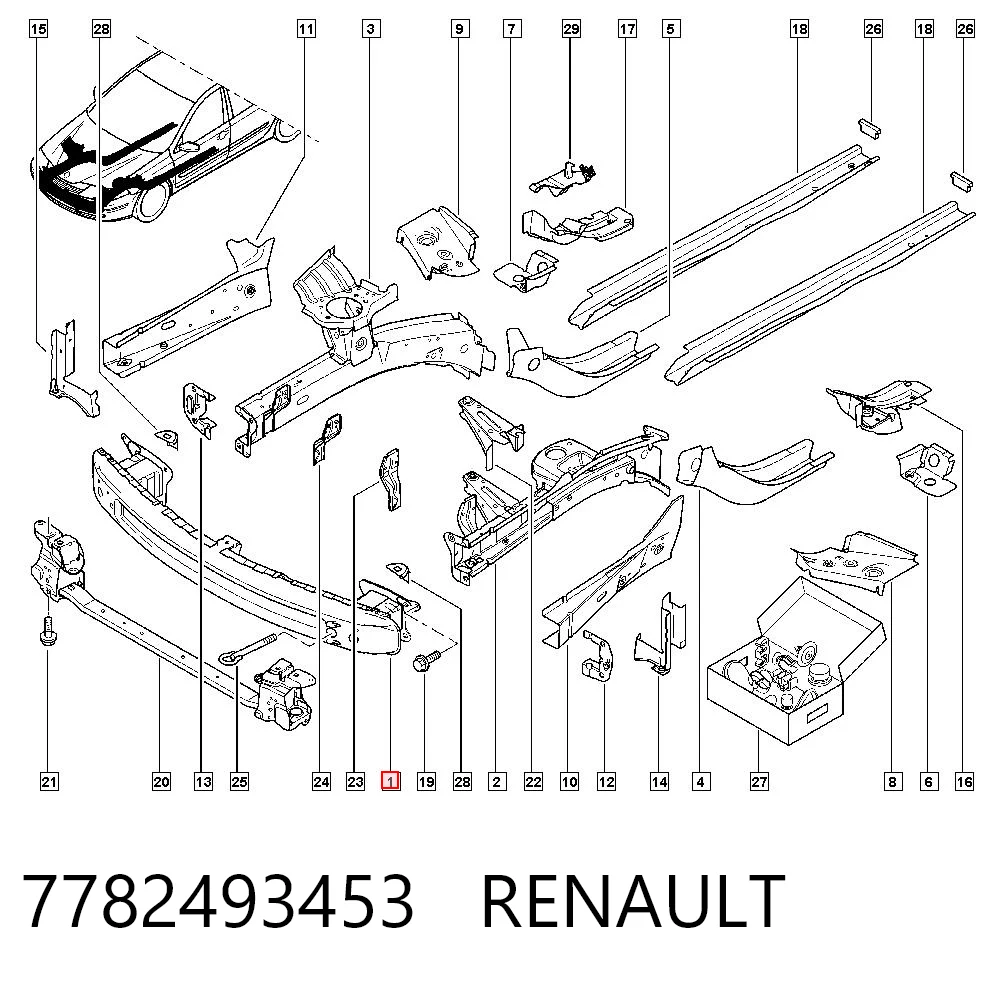 Compre Reforçador do pára-choque dianteiro Renault Laguna 2