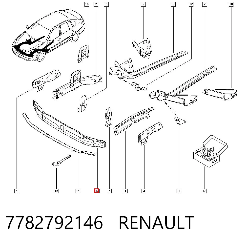 Reforçador do pára-choque dianteiro para Renault Clio SYMBOL LU