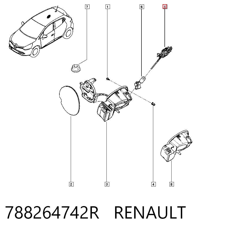 788264742R Renault (RVI) Motor acionador de abertura do alcapão de tanque