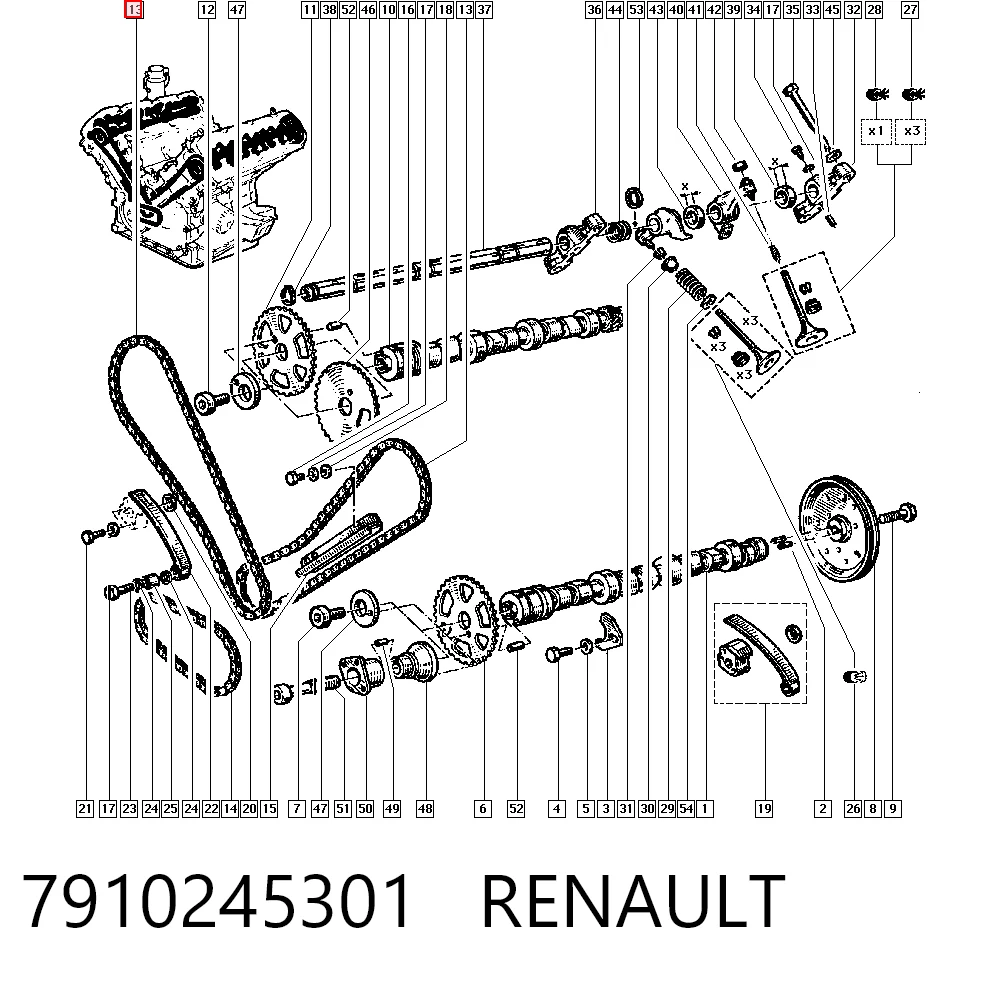 Cadeia do mecanismo de distribuição de gás para Renault Espace JE