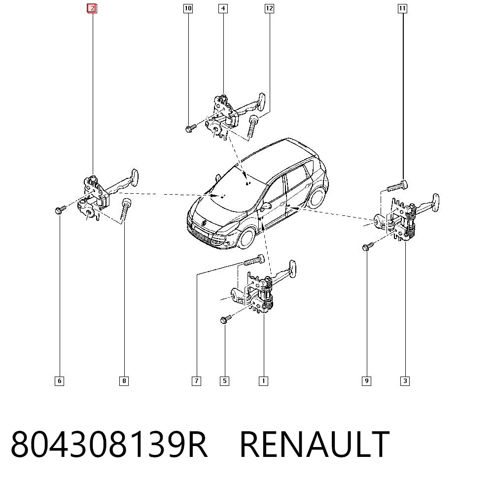 804308139R Renault (RVI) Limitador dianteiro de abertura de porta