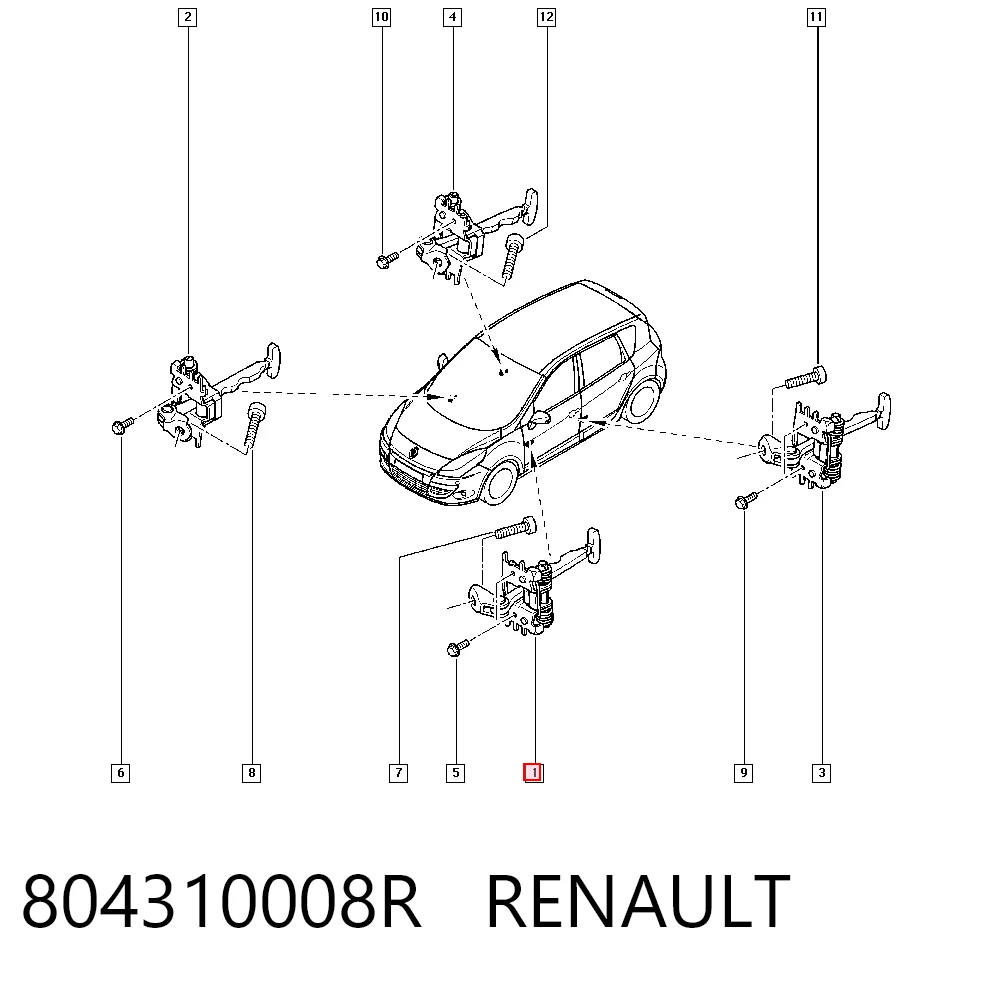 804310008R Renault (RVI) Limitador dianteiro de abertura de porta