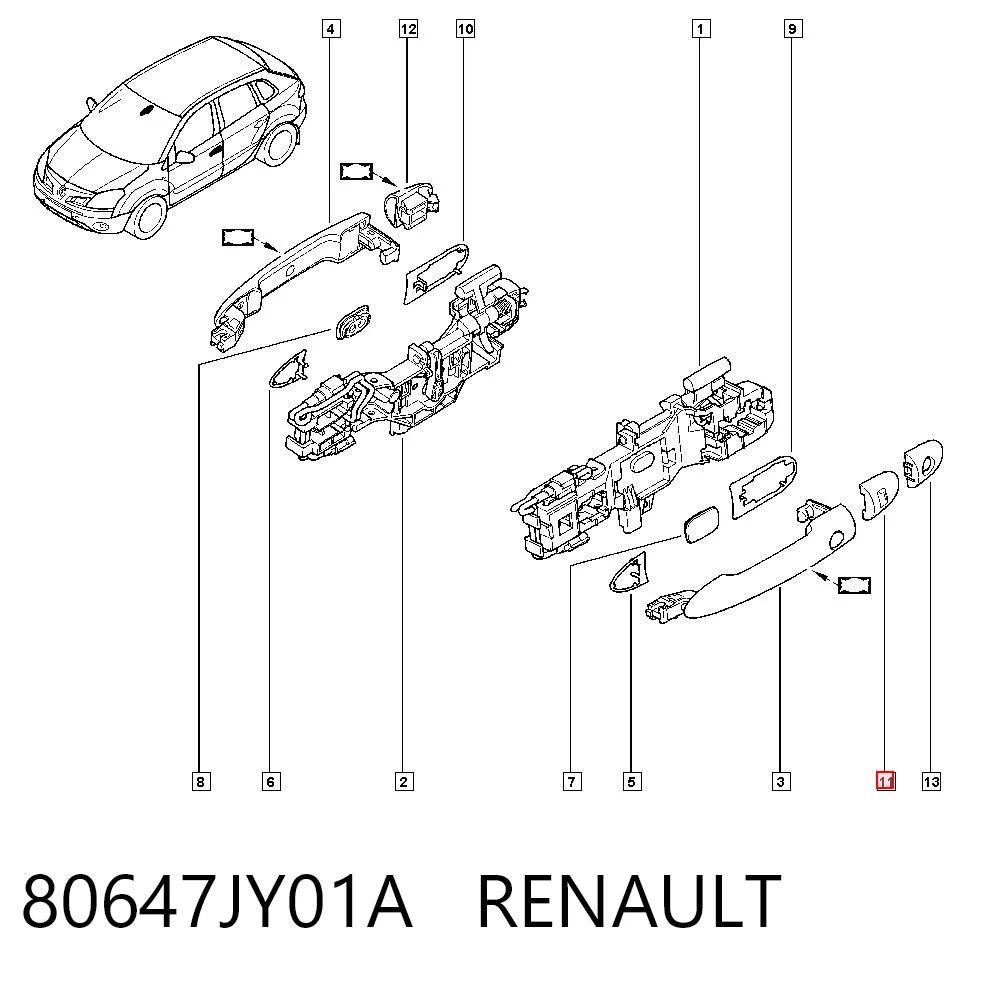 80647JY01A Renault (RVI) Placa sobreposta de trinco de fecho da porta