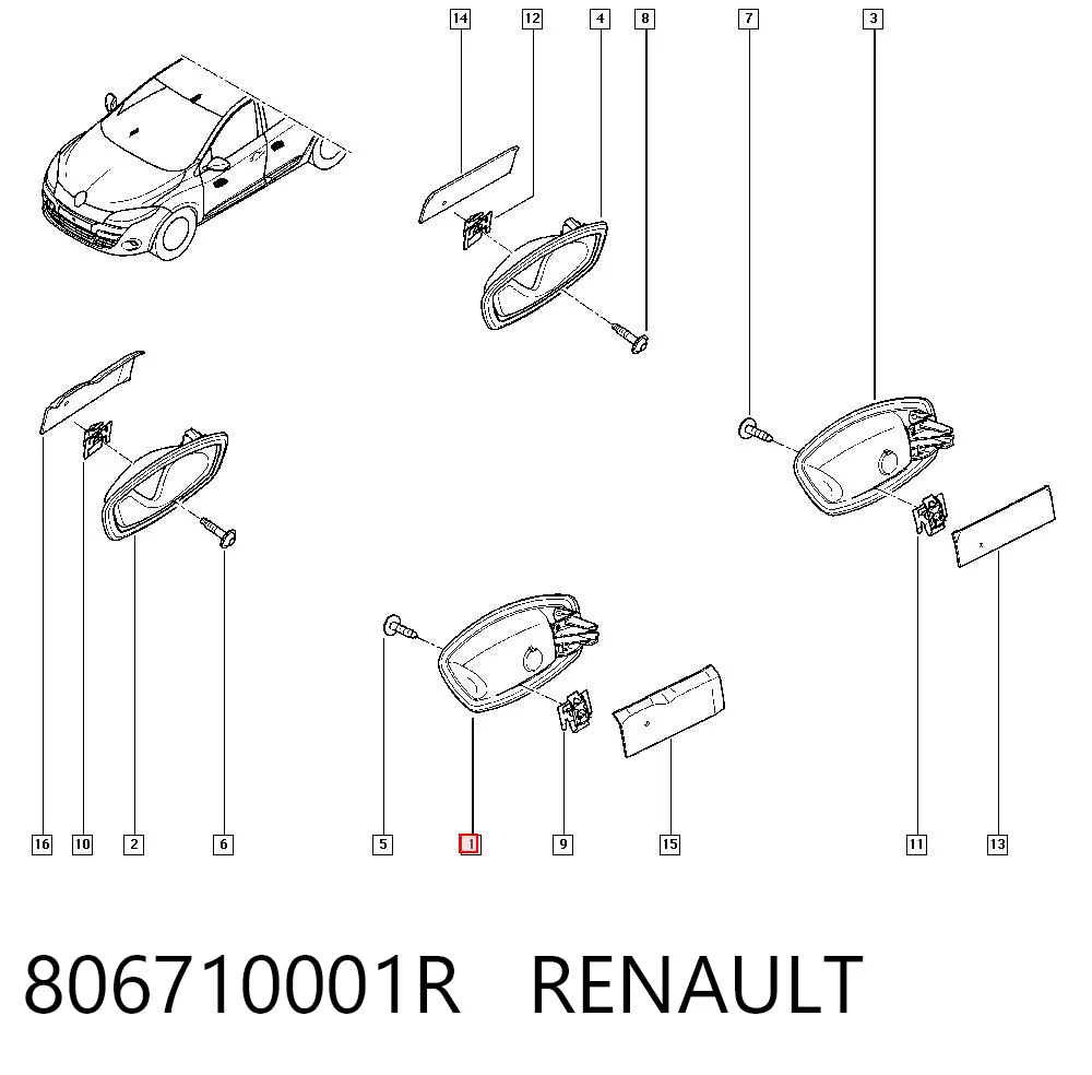 806710001R Renault (RVI) Maçaneta interna esquerda da porta dianteira