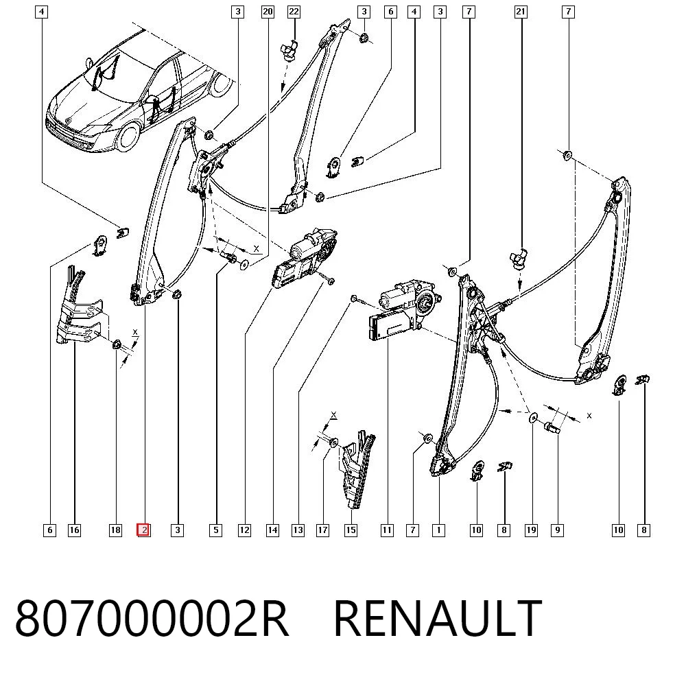 Mecanismo de acionamento de vidro da porta dianteira direita para Renault Laguna III KT0, KT1