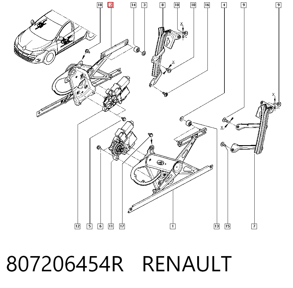 Mecanismo de acionamento de vidro da porta dianteira direita para Renault Megane III DZ0, DZ1