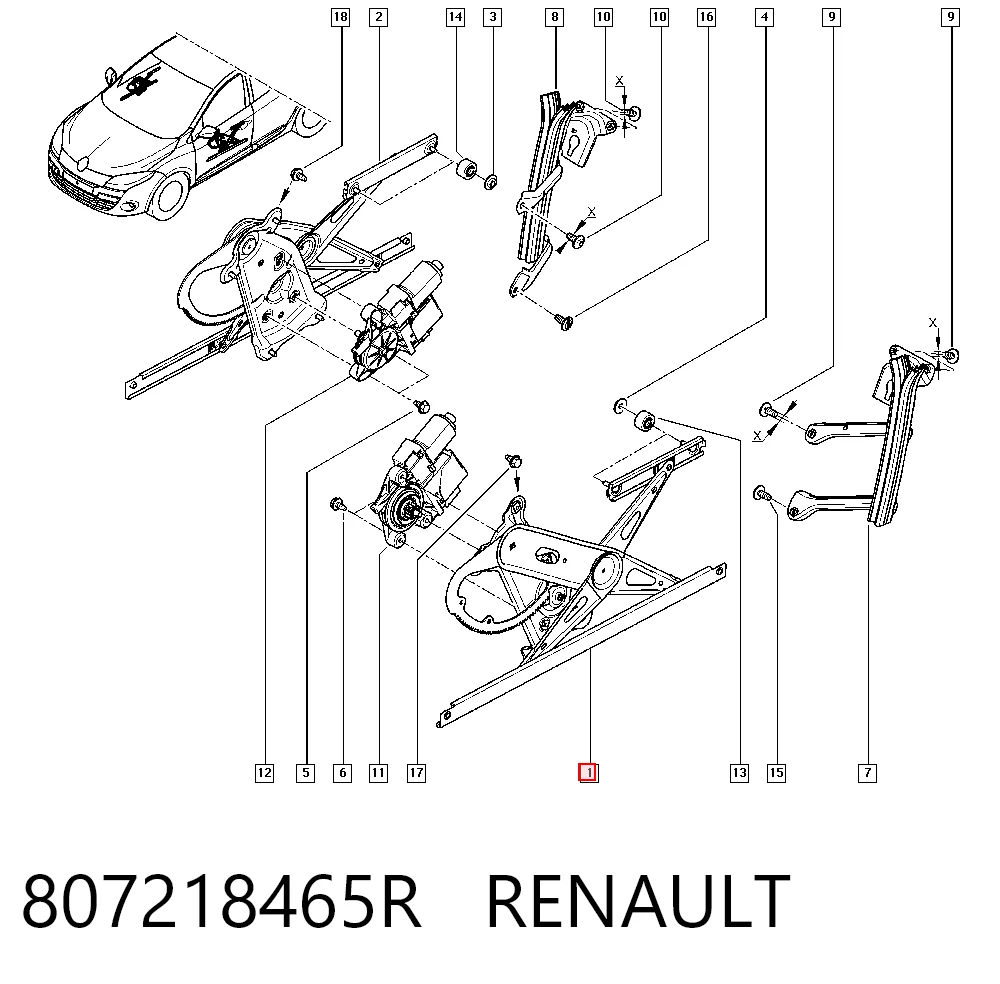 Mecanismo de acionamento de vidro da porta dianteira esquerda para Renault Megane III DZ0, DZ1
