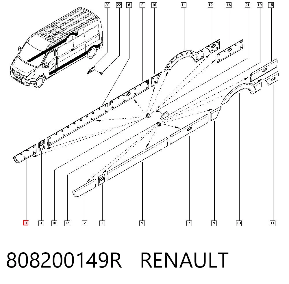 Compre 808200149R VAG Moldura da porta dianteira direita