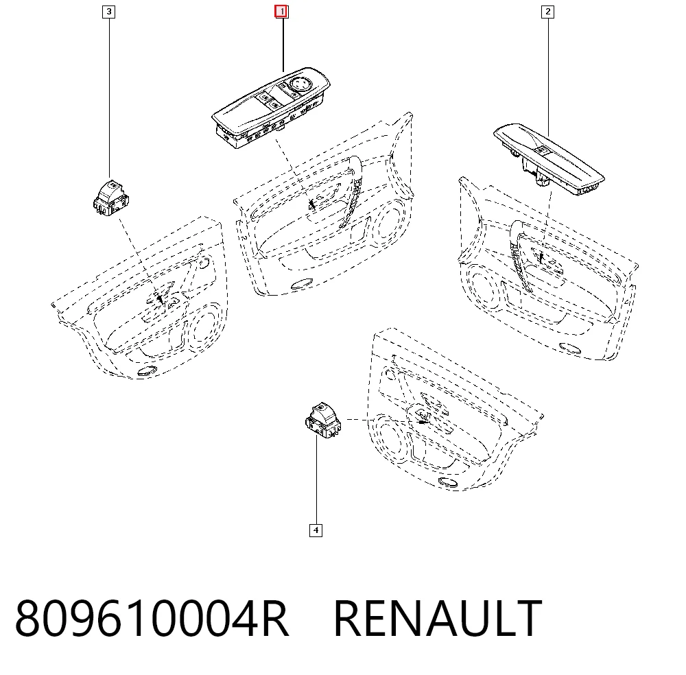 809610004R Renault (RVI) Unidade de botões dianteira esquerda de controlo de elevador de vidro