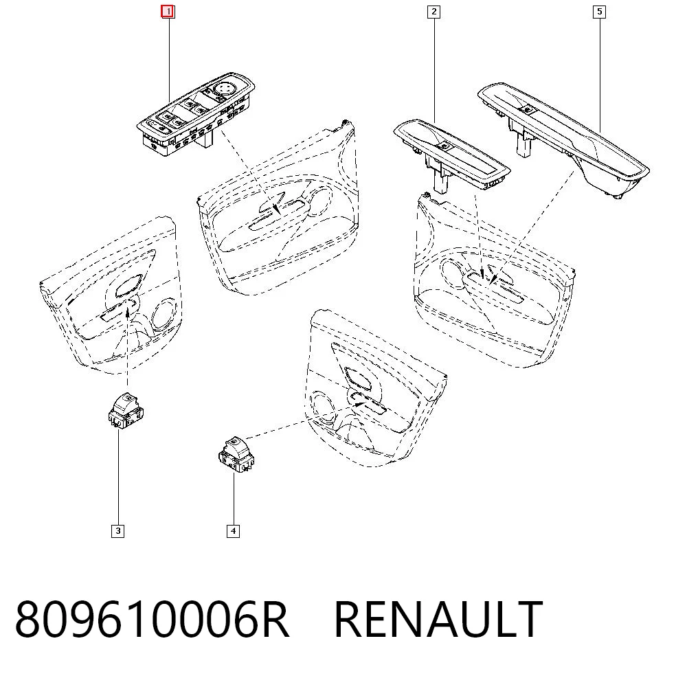 809610006R Renault (RVI) Unidade de botões dianteira esquerda de controlo de elevador de vidro