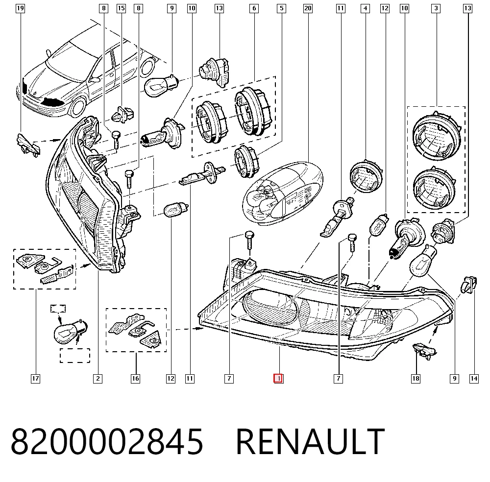  Luz esquerda Renault Laguna II hatchback (BG0, BG1) (2001 - 2007) II