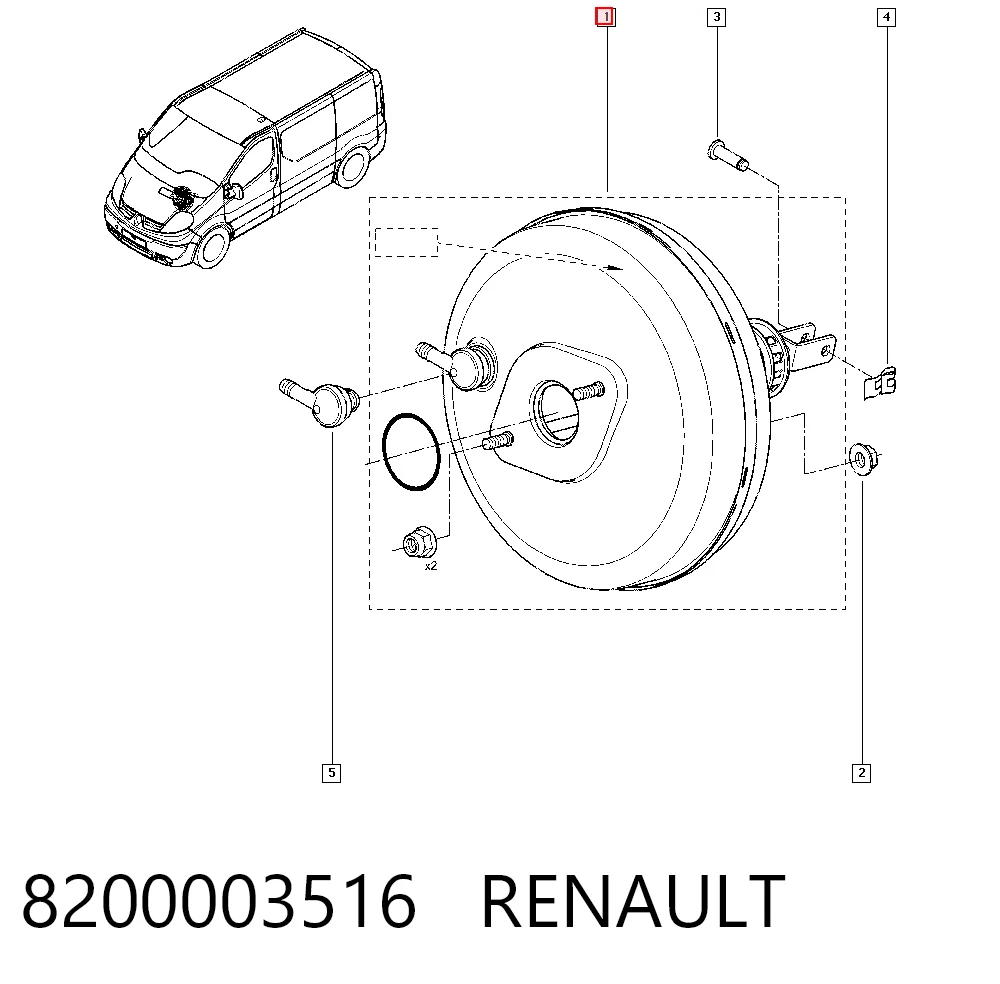 Reforçador dos freios a vácuo para Renault Trafic II FL
