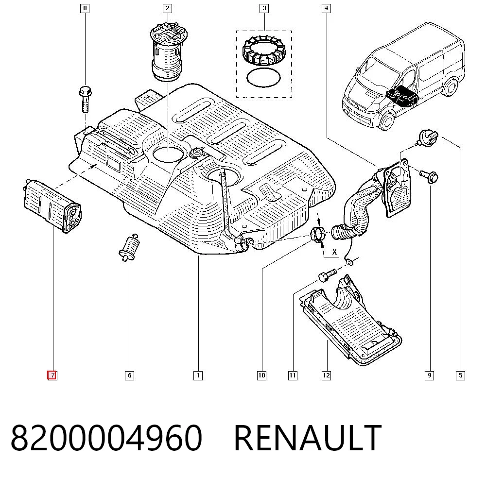Adsorvedor dos vapores de combustível para Renault Laguna II KG0, KG1