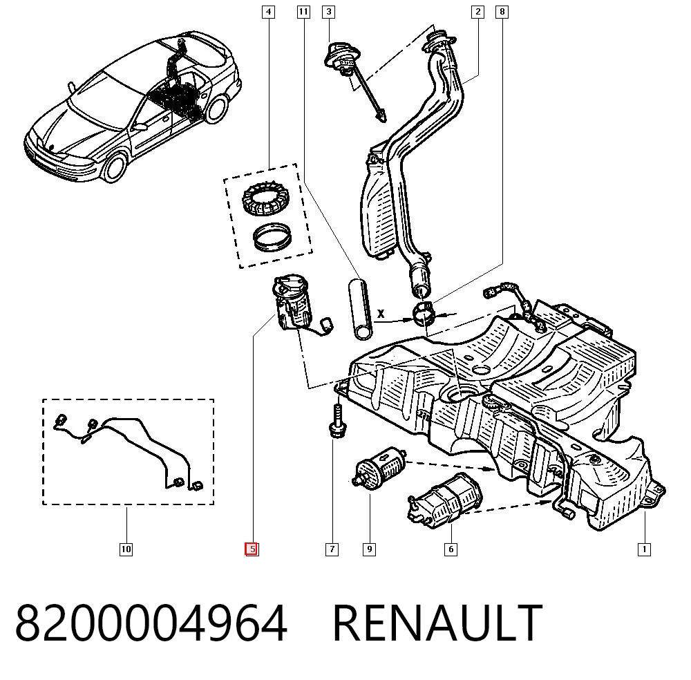 8200004964 Renault (RVI) Módulo de bomba de combustível com sensor do nível de combustível