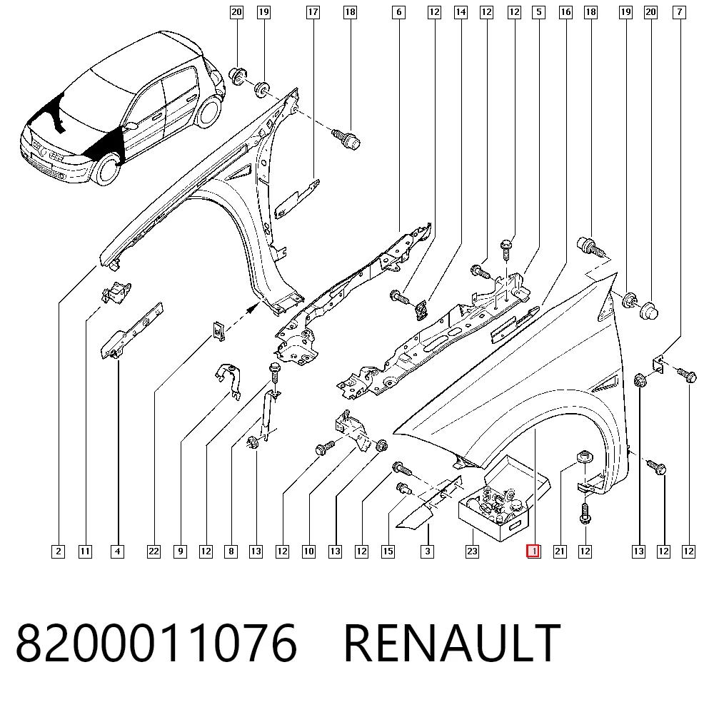  Pára-lama dianteiro esquerdo Renault Megane II hatchback (BM0, CM0, BM1, CM1) (2002 - 2012) II