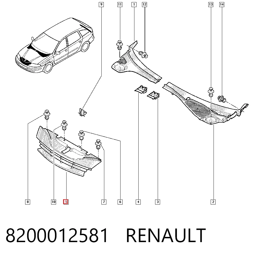 Grelha do radiador para Renault Laguna II BG0, BG1