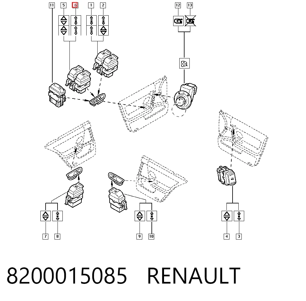 8200015085 Renault (RVI) Unidade de botões dianteira esquerda de controlo de elevador de vidro