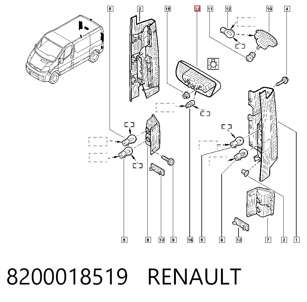 93854772 Peugeot/Citroen Lanterna da luz de fundo de matrícula traseira