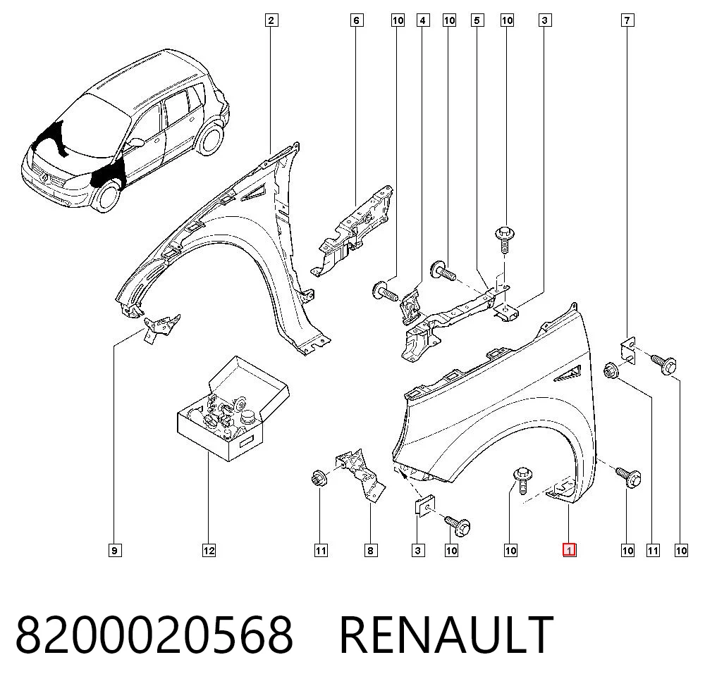Pára-lama dianteiro esquerdo Renault Scenic II JM0, JM1