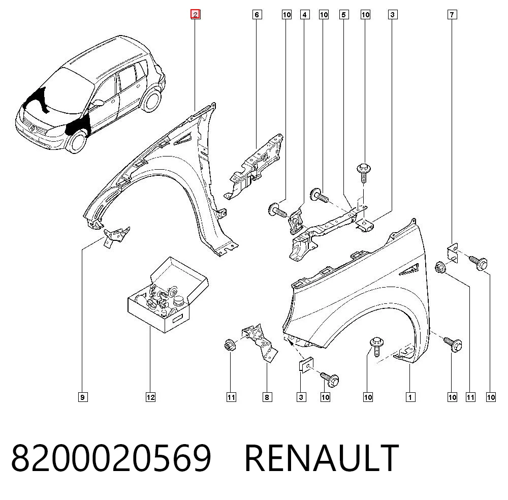Pára-lama dianteiro direito Renault Scenic II JM0, JM1