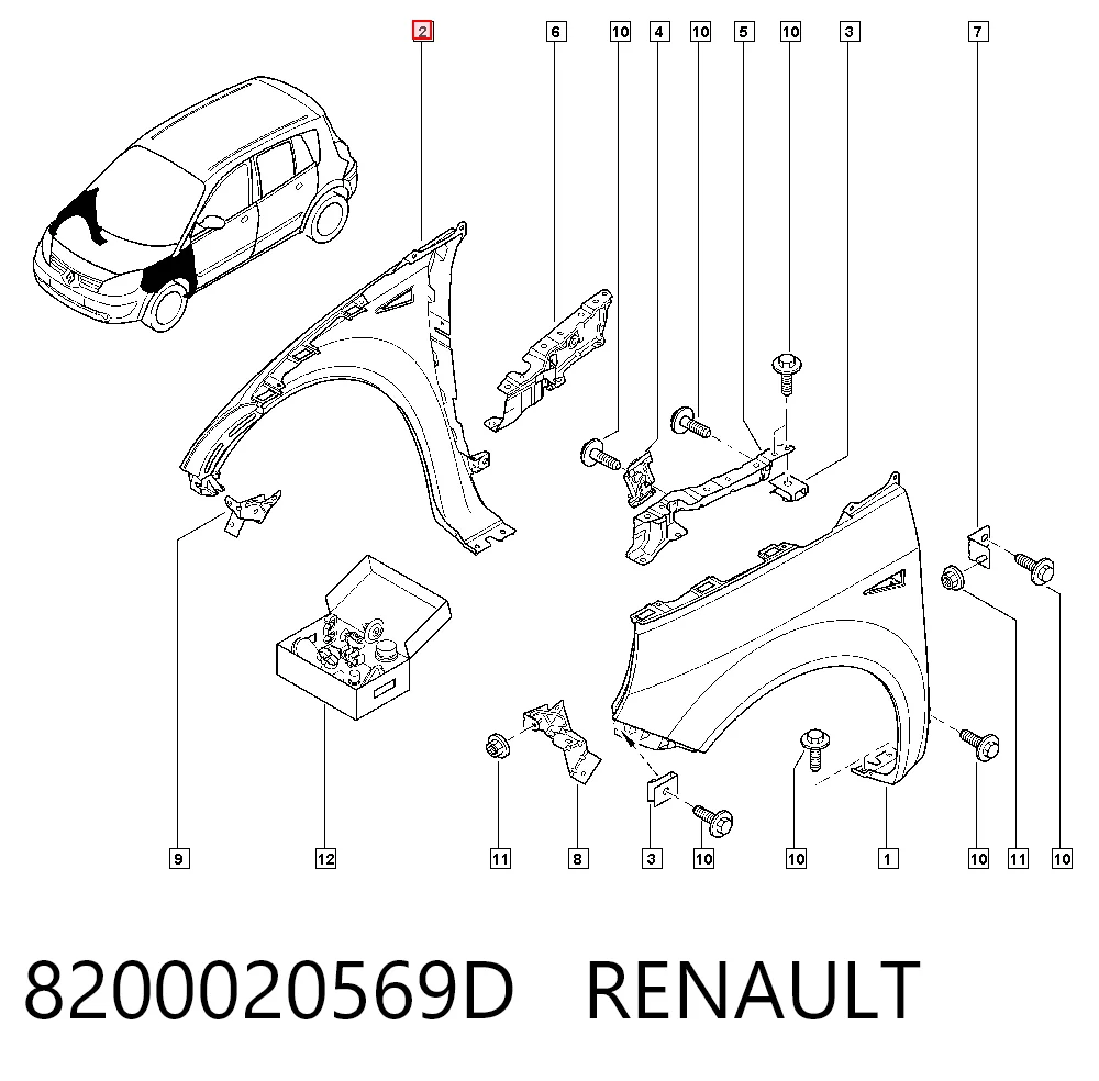  Pára-lama dianteiro direito Renault Scenic II monovolume (JM0, JM1) (2003 - 2009) II