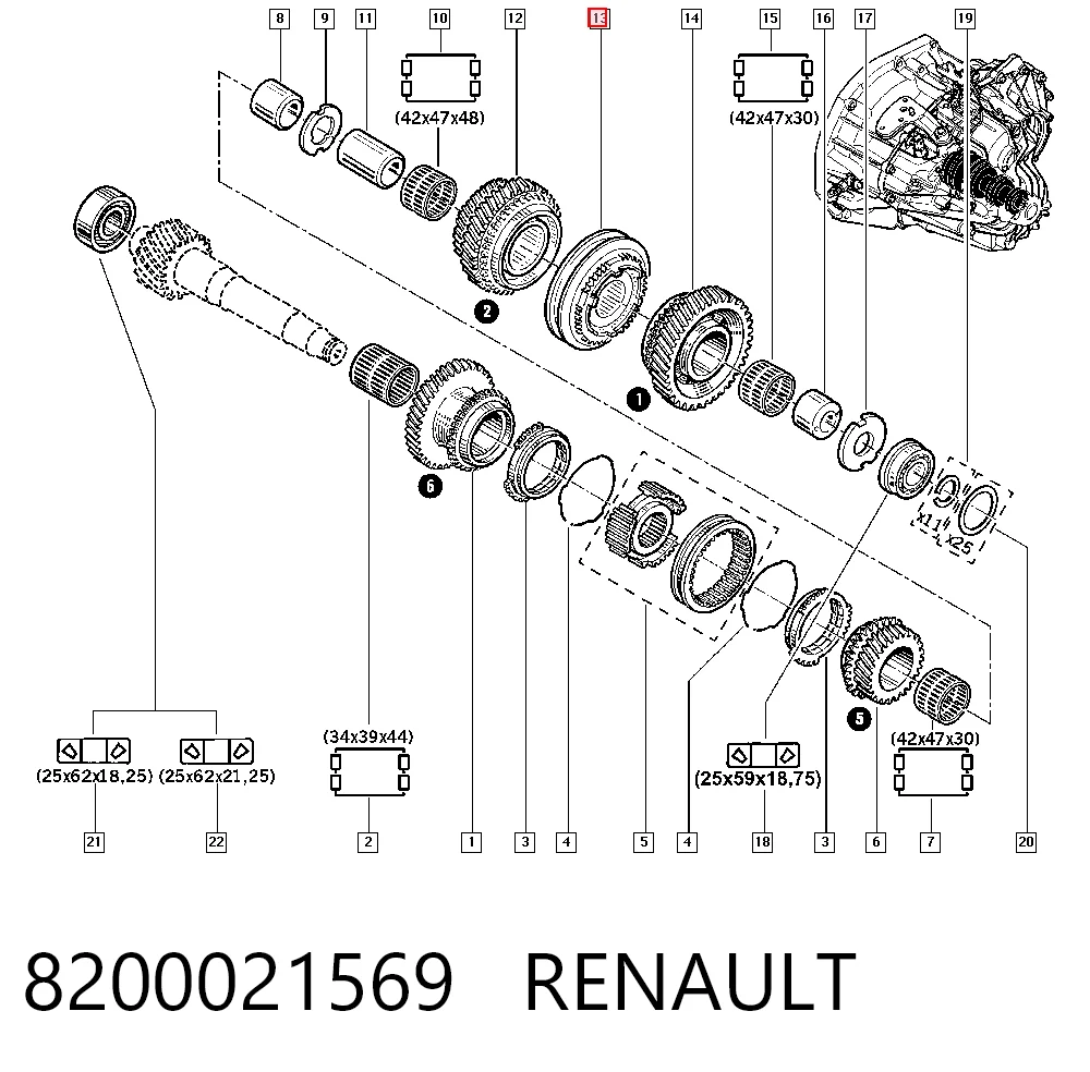 8200021569 Nissan/Infiniti Sincronizador de 1ª/2ª velocidade