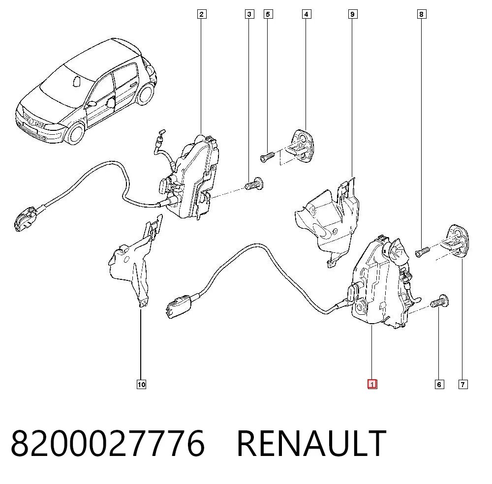 Fecho da porta dianteira esquerda Renault Megane II BM0, CM0, BM1, CM1 ao melhor preço