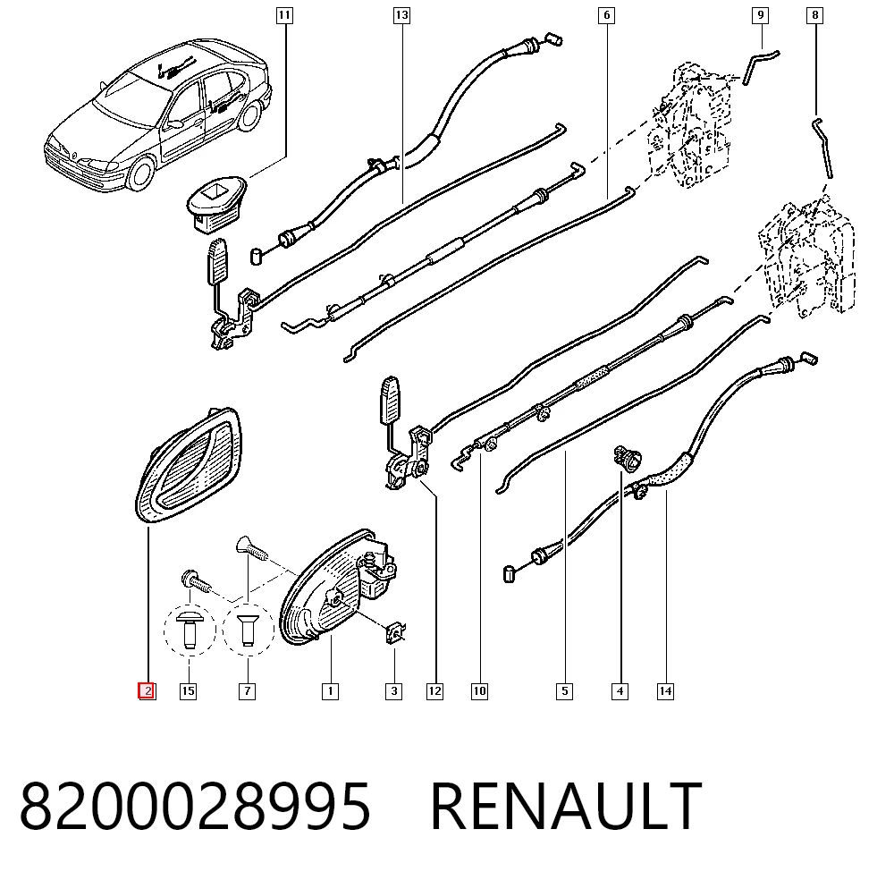 Maçaneta interna dianteira/traseira da porta direita 8200028995 Nissan/Infiniti