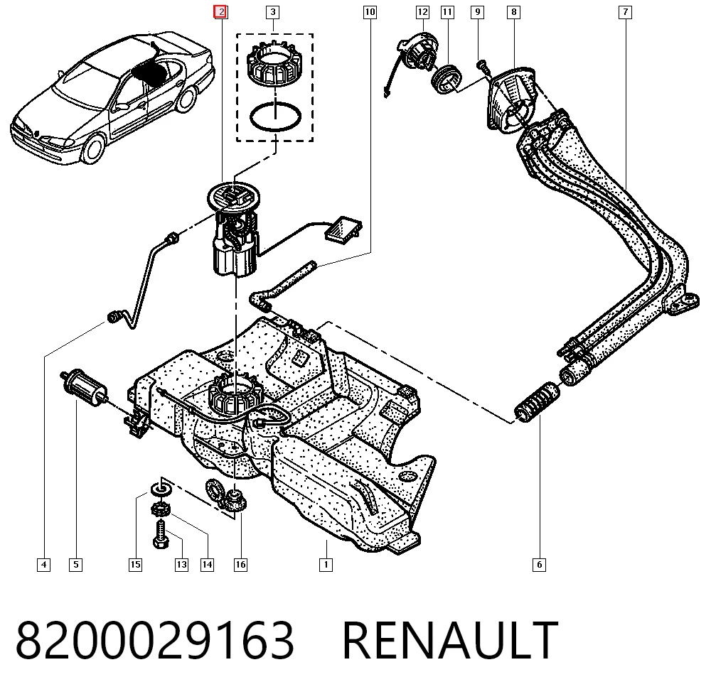 8200029163 Renault (RVI) Módulo de bomba de combustível com sensor do nível de combustível