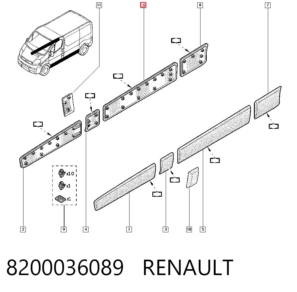 Moldura da porta lateral (deslizante) General Motors 8200036075 preço, a partir de 82,49 USD