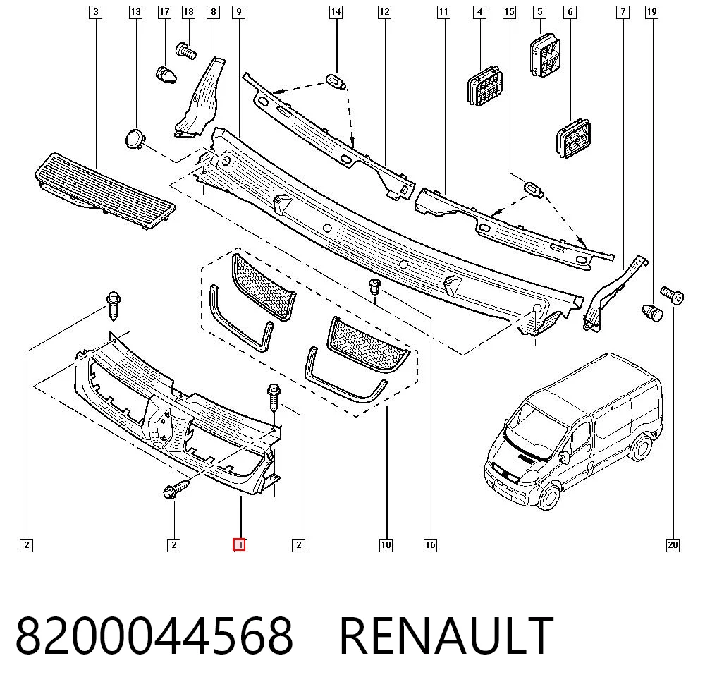 Grelha do radiador Renault Trafic II JL ao melhor preço