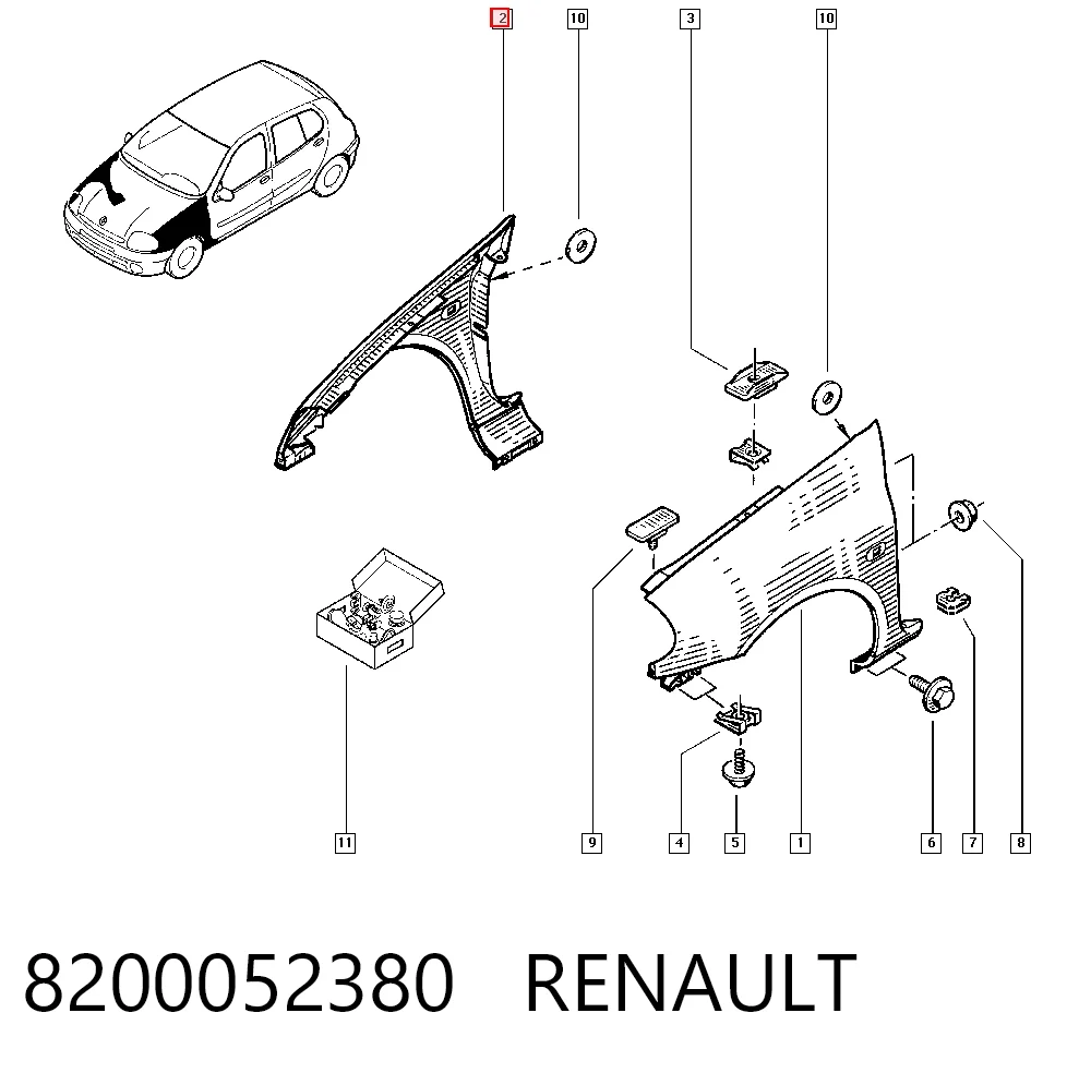 Pára-lama dianteiro direito Renault Clio preço, a partir de 40,16 USD