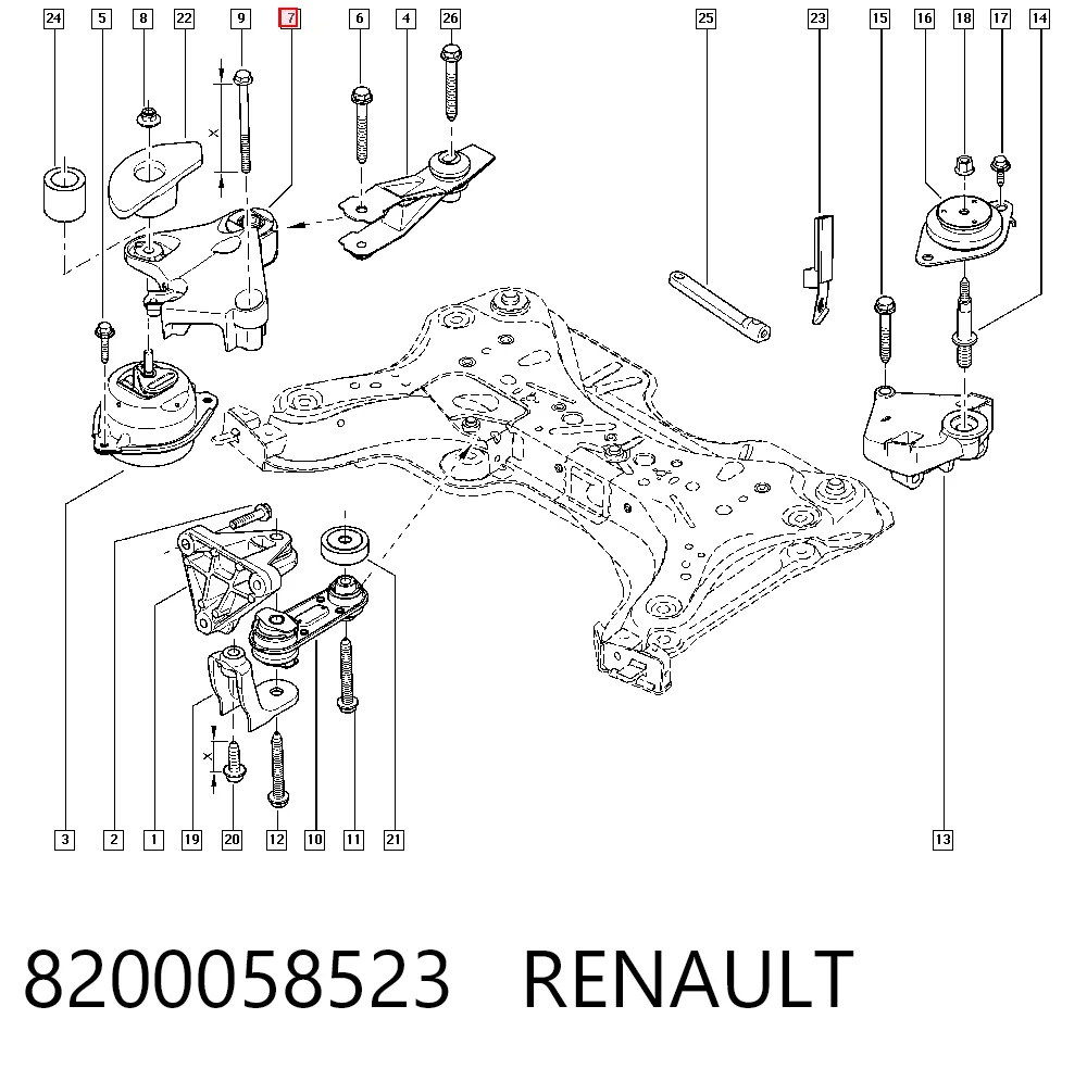 Coxim (suporte) traseiro de motor para Mazda 2 DE