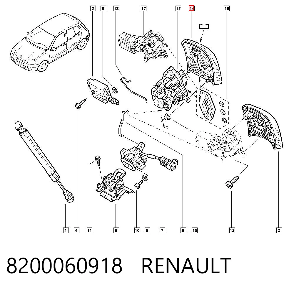8200060918 Renault (RVI) Placa sobreposta de porta-malas (de 3ª/5ª porta traseira)