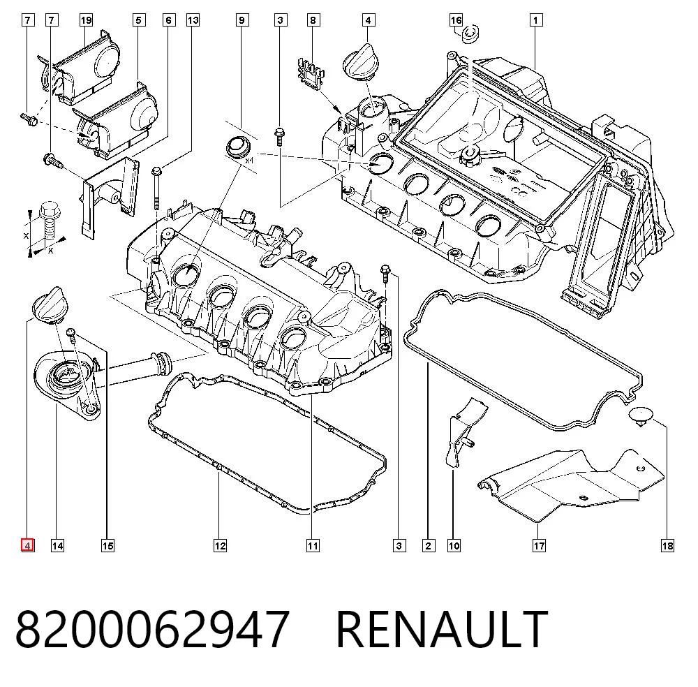 8200062947 Renault (RVI) Tampa do gargalho de enchimento de óleo