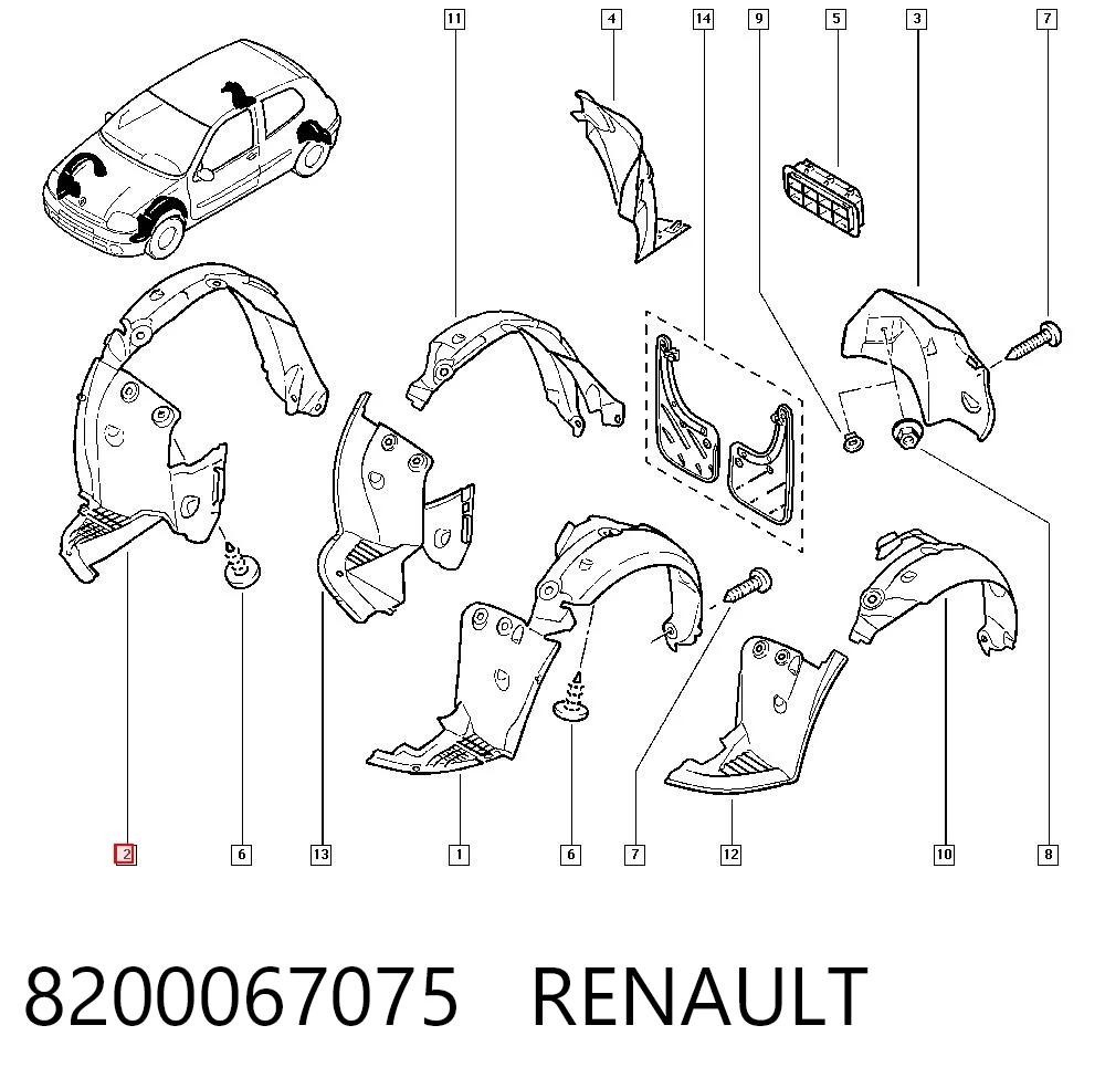 Guarda-barras direito do pára-lama dianteiro Renault Clio II SB0 ao melhor preço
