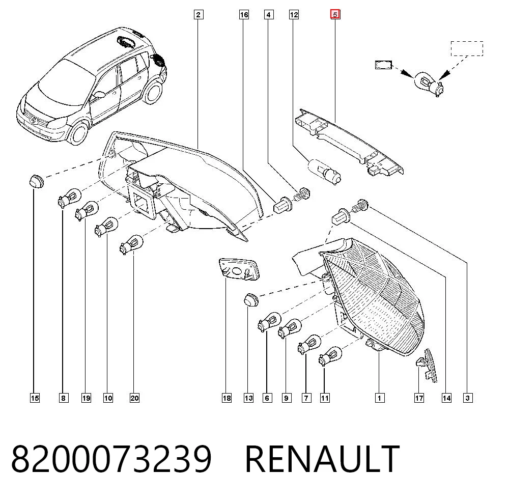 8200073239 Renault (RVI) Sinal de parada traseiro adicional