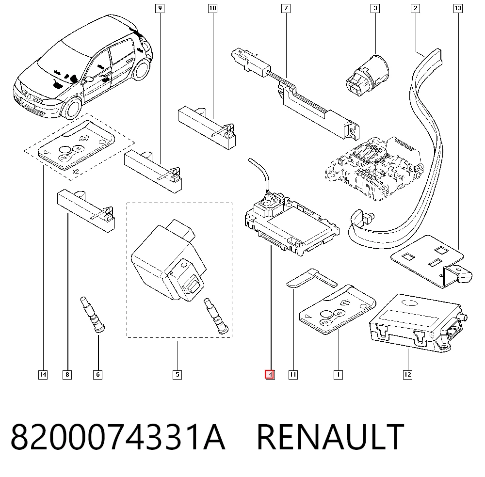 Fecho de ignição para Renault Clio III BR01, CR01