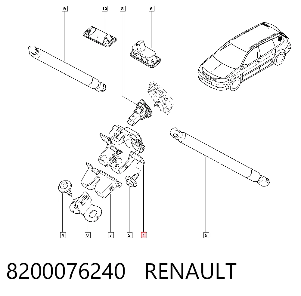 8200076240 Renault (RVI) Fecho de tampa de porta-malas (de 3ª/5ª porta traseira)