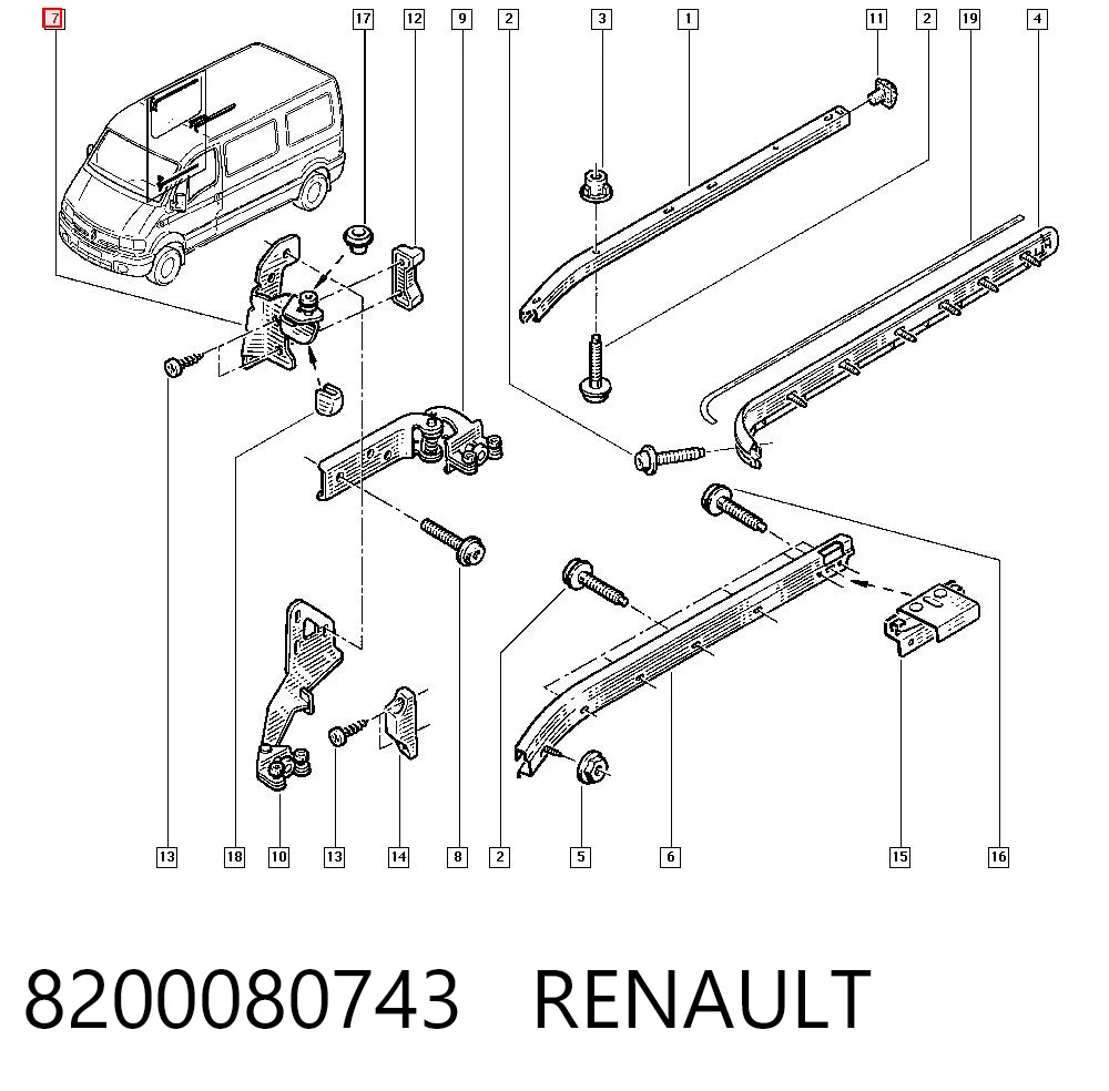 8200080743 Renault (RVI) Rolo direito superior da porta lateral (deslizante)