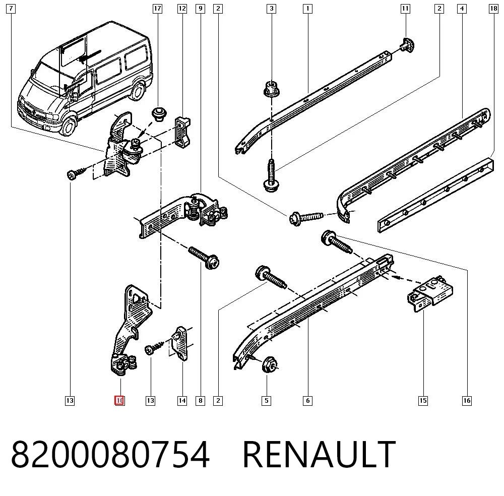 8200080754 Renault (RVI) Rolo direito inferior da porta lateral (deslizante)