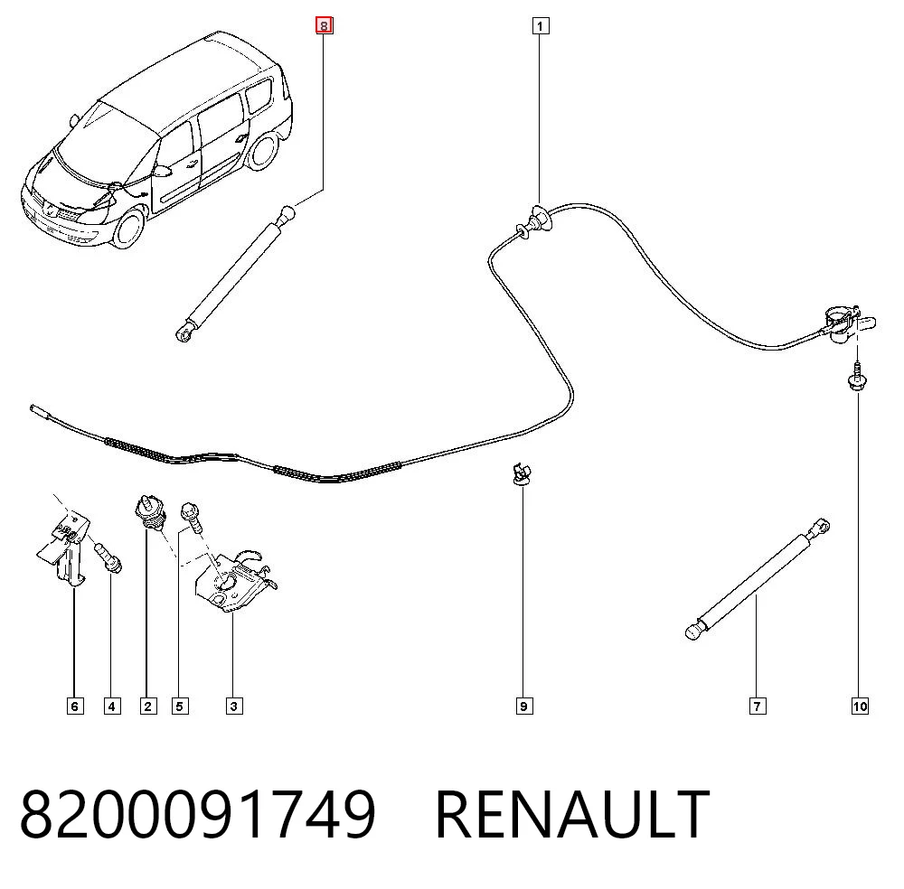 Amortecedor da capota para Renault Espace JK0