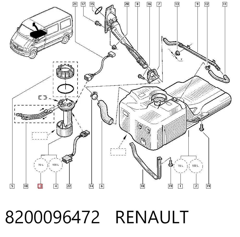  Sensor do nível de combustível no tanque Renault Master II сaixa (HD, FD) (2003 - 2010) II