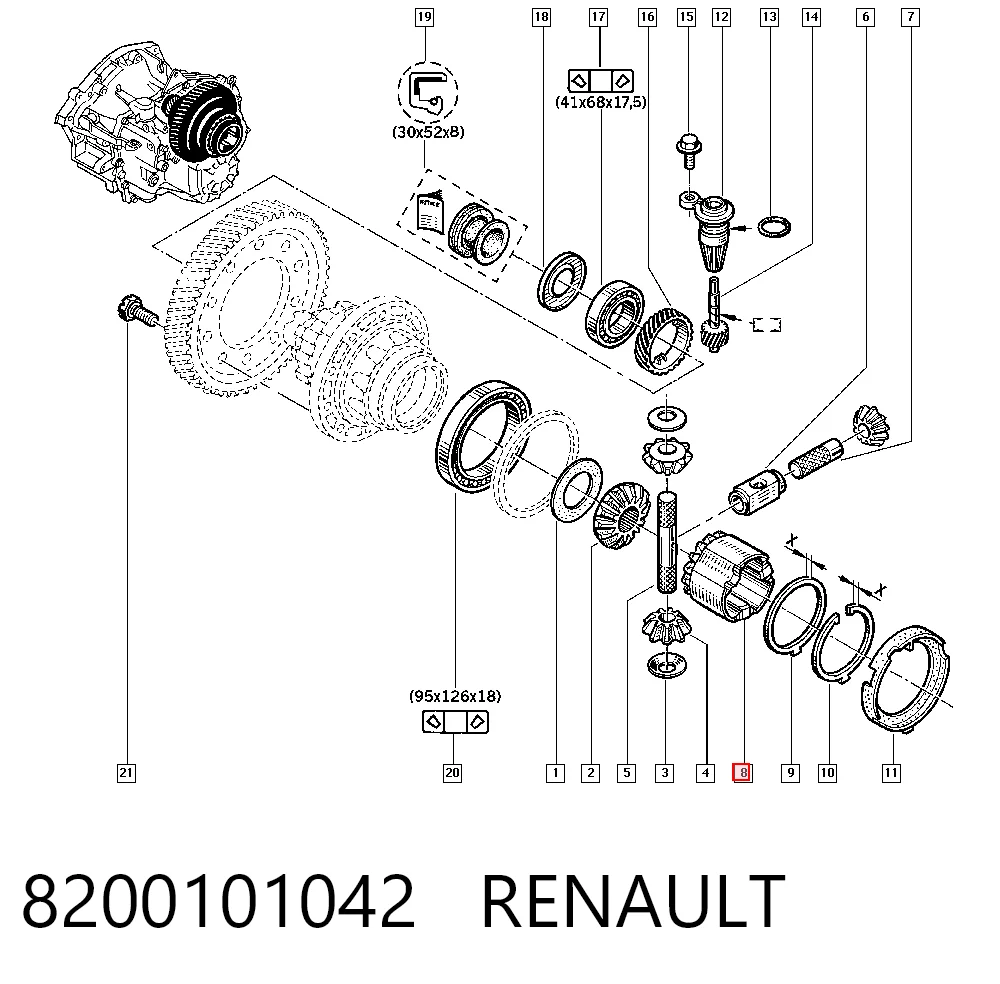 Compre 8200101042 Nissan/Infiniti Satélite de diferencial