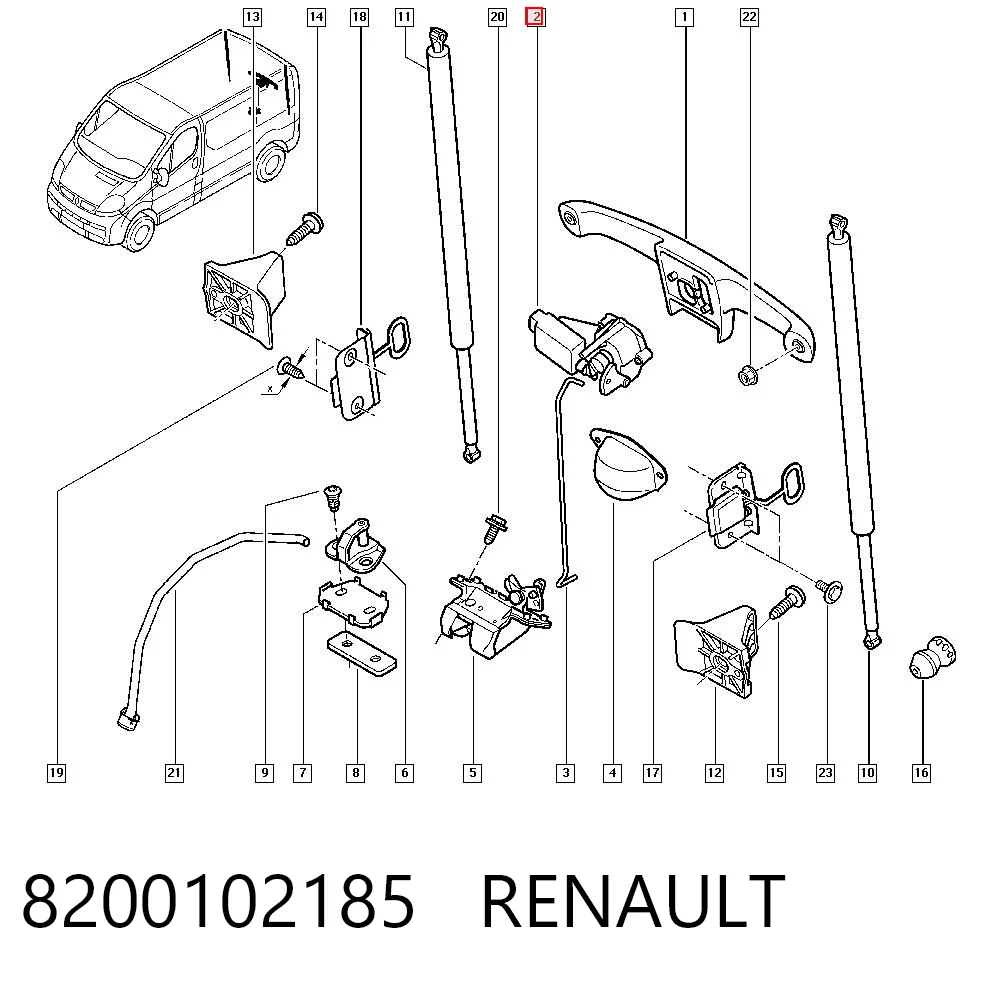 8200102185 Renault (RVI) Botão de acionamento do fecho de tampa de porta-malas (de 3ª/5ª porta (de tampa de alcapão)