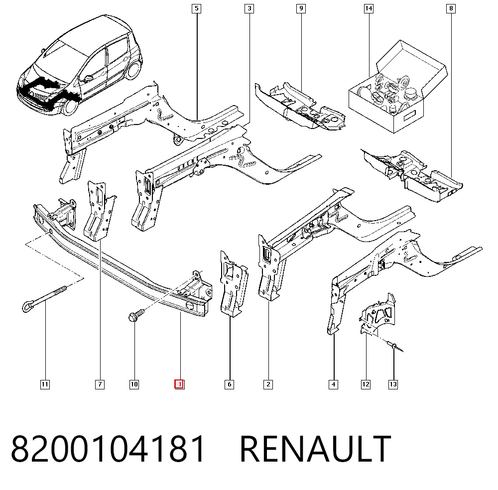 Reforçador do pára-choque dianteiro Renault Clio preço, a partir de 10,75 USD